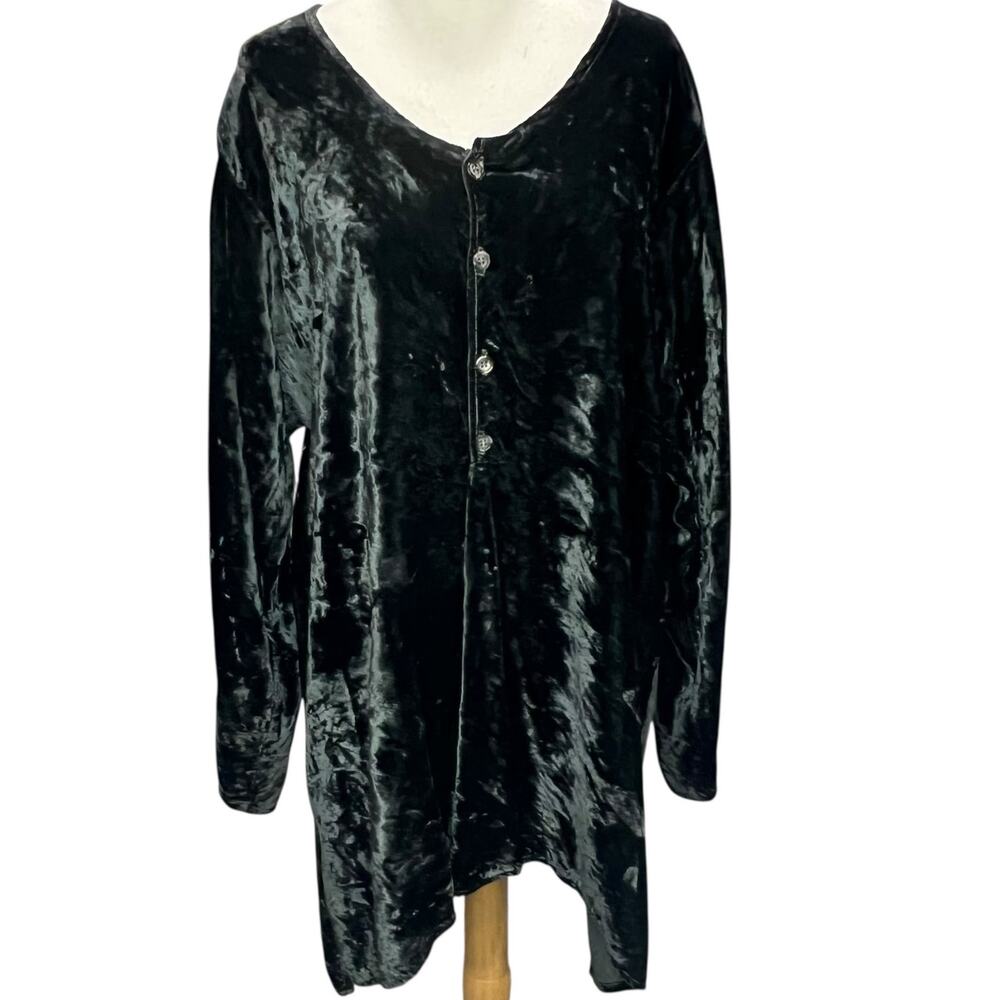 CP Shades Tunic Top Womens M Green Crushed Velvet‎ Top Blouse Relaxed Popover